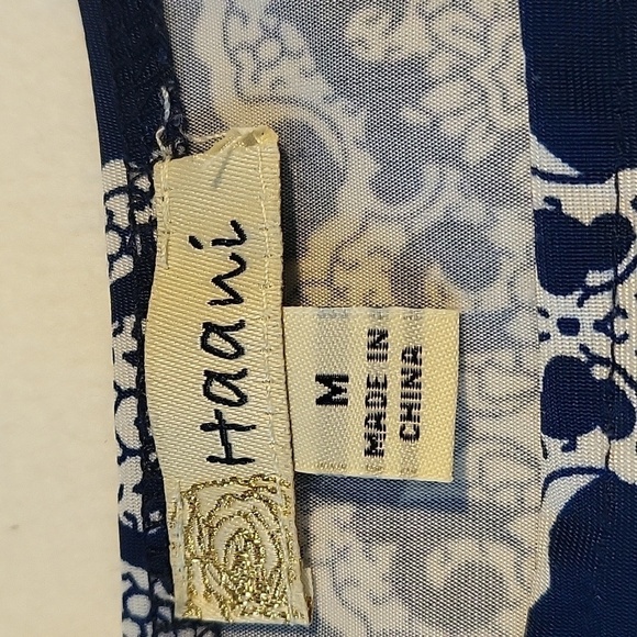 Haani Stretchy Blue & White Back Darts 3/4 Sleeve Pullover Shift Dress - Size M - Picture 5 of 6